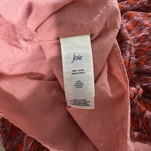 Joie Maxi Dress Size Small Tiered Lined Peasant Ikat Red Pink Tea Rose JE6001PR - Picture 6 of 9